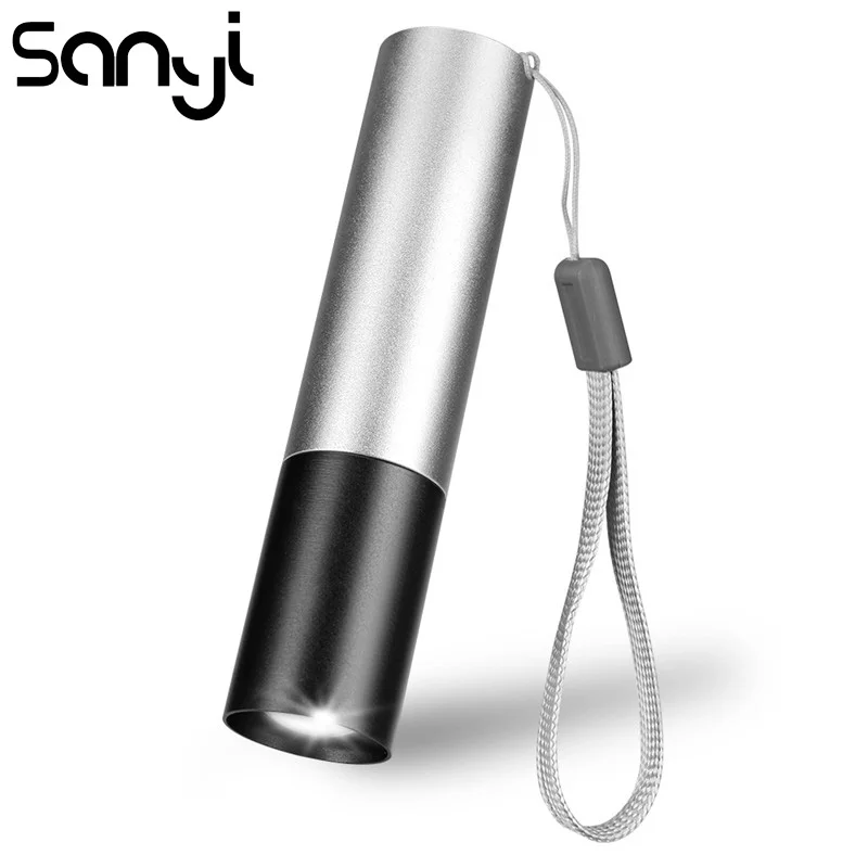 

SANYI Mini Flashlight Torch USB Built-in Battery Portable Lantern 3 Modes Zoom Camping Hunting light