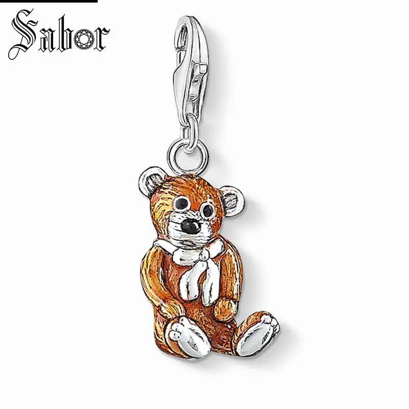 

thomas Teddy Bear Charm Pendant,2019 Jewelry For Women Girls,womens Cute Gift 925 Sterling Silver Fit Bracelet charms