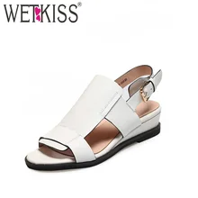 WETKISS Cow Leather Women Gladiator Sandals Open Toe Footwear Wedges Sandals Ladies Fashion Casual Shoes Women Summer 2019 цена WETKISS Cow Leather Women Gladiator Sandals Open Toe Footwear Wedges Sandals Ladies Fashion Casual Shoes Women Summer 2019 цены онлайн