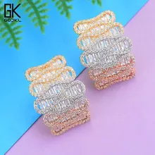 GODKI Мода триколор обмотки массивные серьги гвоздики для женщин Свадебные AAA кубический циркон Кристалл CZ Дубай Свадебные вечерние серьги