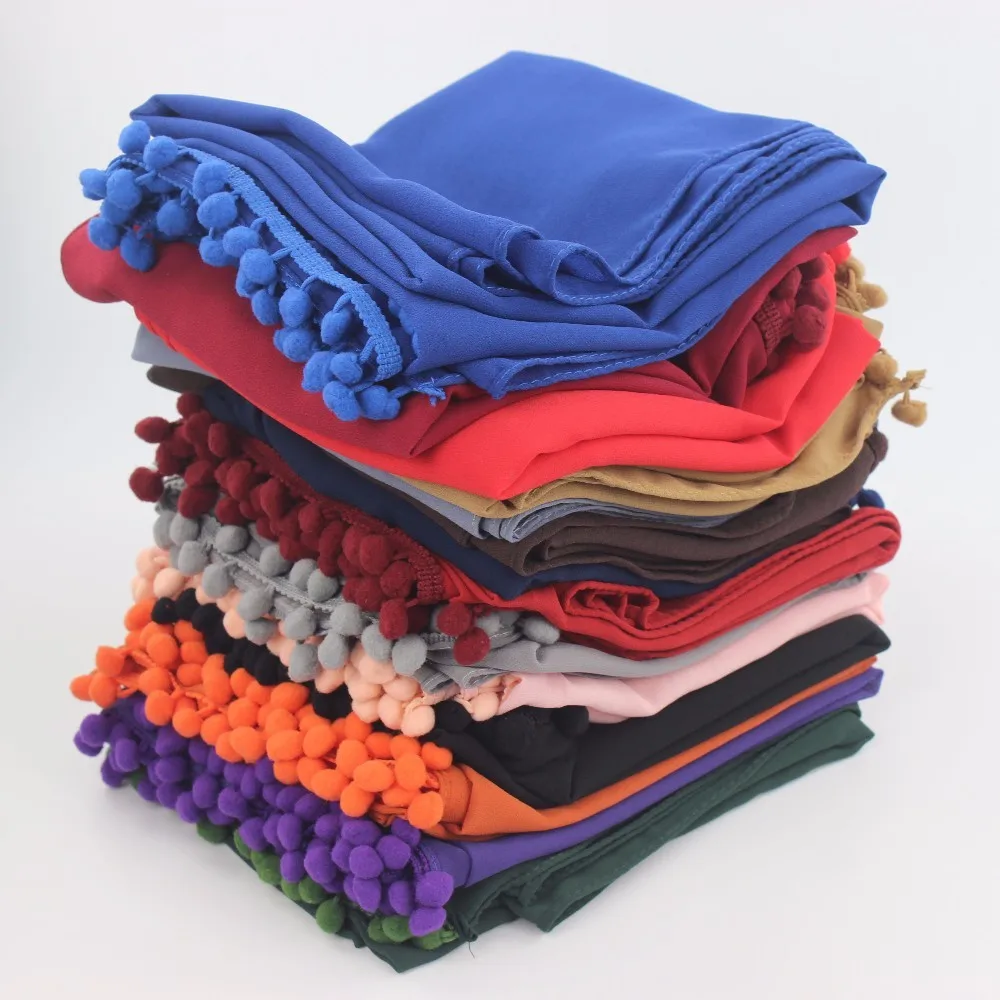 

Muslim Hijab Women Thick Soft Chiffon Plain Ball Shawls Wrap Headband Scarves/Scarf 180*73cm