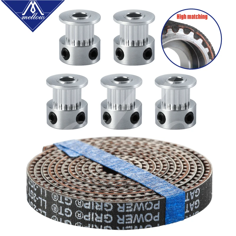 Acessórios da Impressora 5mm e 5m 20 Dentes Gt2 Sincronismo Polia Síncrono Roda Furo Gates-ll-2gt Gt2-6mm Correia Dentada 3d 5 Pçs 16 –
