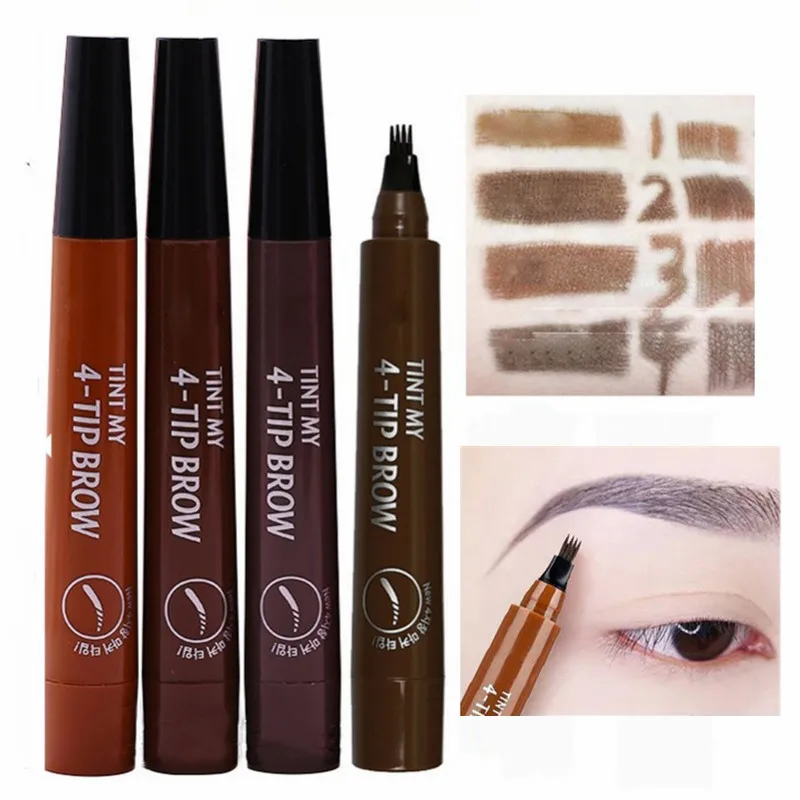 

Microblading Eyebrow Tint 4 Tip Liquid Brow Tattoo Pen 4 Colors Makeup Paint Eyebrow Liner Pencil Waterproof Cosmetics Eye brow
