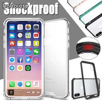 

100pcs Transparent Shockproof Acrylic Case For iPhone 11 Pro Max XS XR X 8 7 6 6S Plus Hybrid Silicone Frame Hard PC Clear Cover