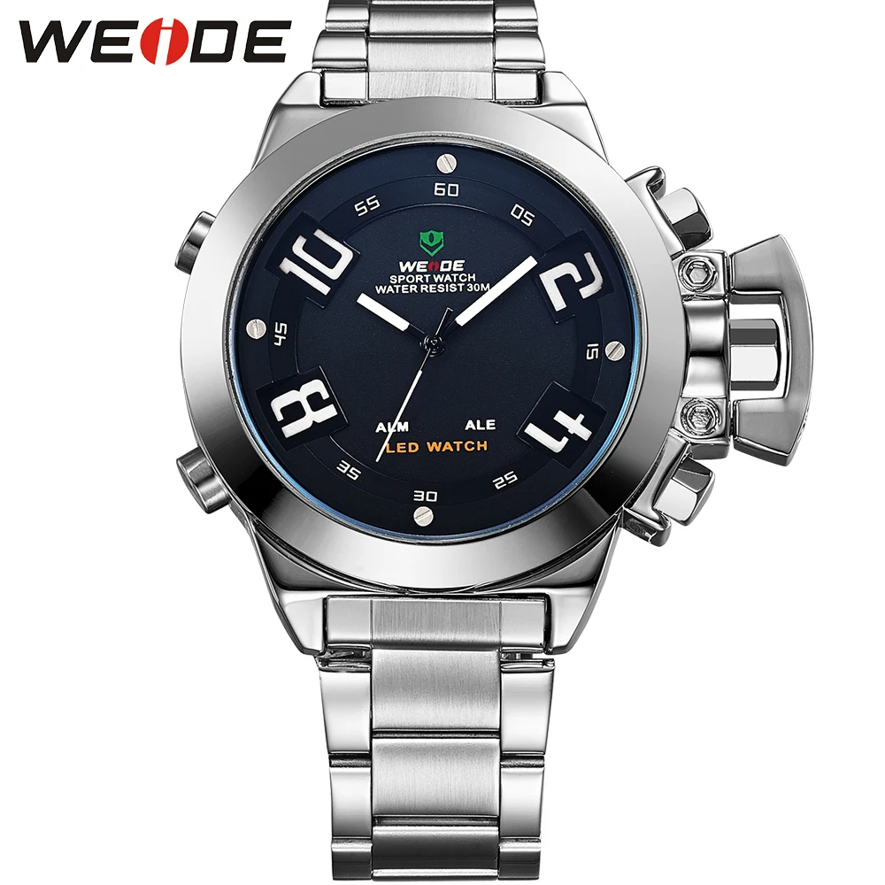 WEIDE Dual Time Zone Digital Analog Watch Men Brand Luxury
