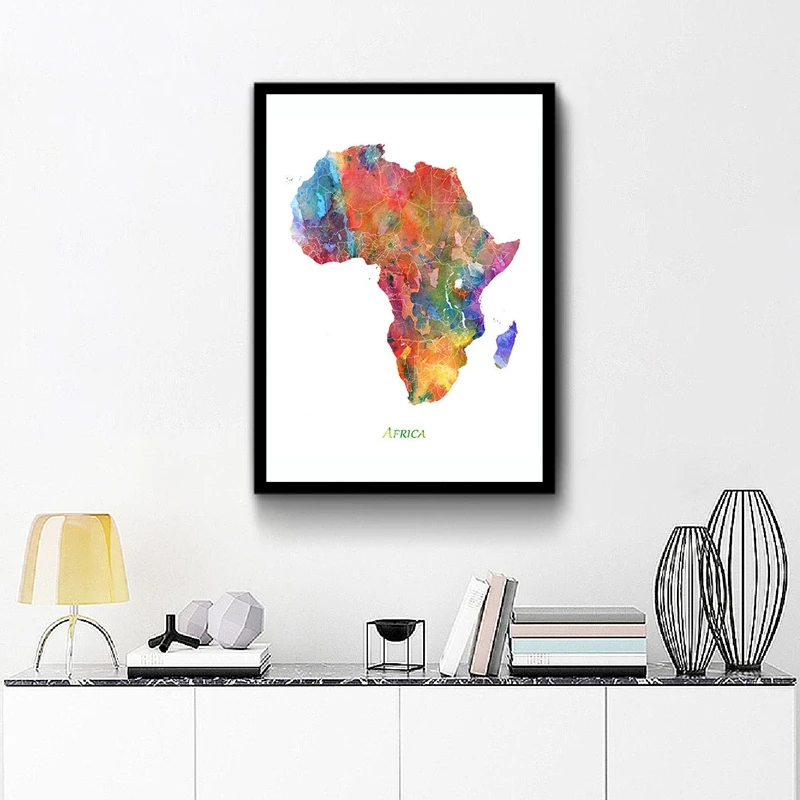 Африка Карта Wall Art принты и плакат акварель карты мира художественный постер
