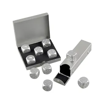 

5pcs Aluminum Creativity Dice Set Send Aluminum Box Metal Gifts Promotion Portable Six Sided Dice