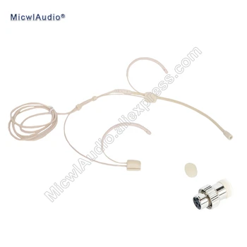 

Pro Dual Earhook Headset Microphone Omidirectional Condenser Headworn 4Pin Connector For Mipro Beige Separable