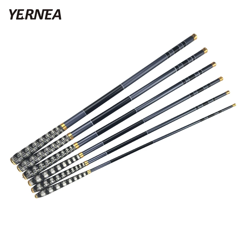 Yernea ألياف الكربون الصيد قضبان 2.7 متر/3.6 متر/4.5 متر/5.4 متر/6.3 متر/ 7.2 متر تلسكوبي الصيد قضيب القطب اليد الكارب الصيد الغزل قضيب