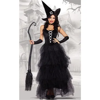 

Cosplay women witch vampire Ghost bride wizard magician dress / hat set formal dress for Halloween carnival purim costumes