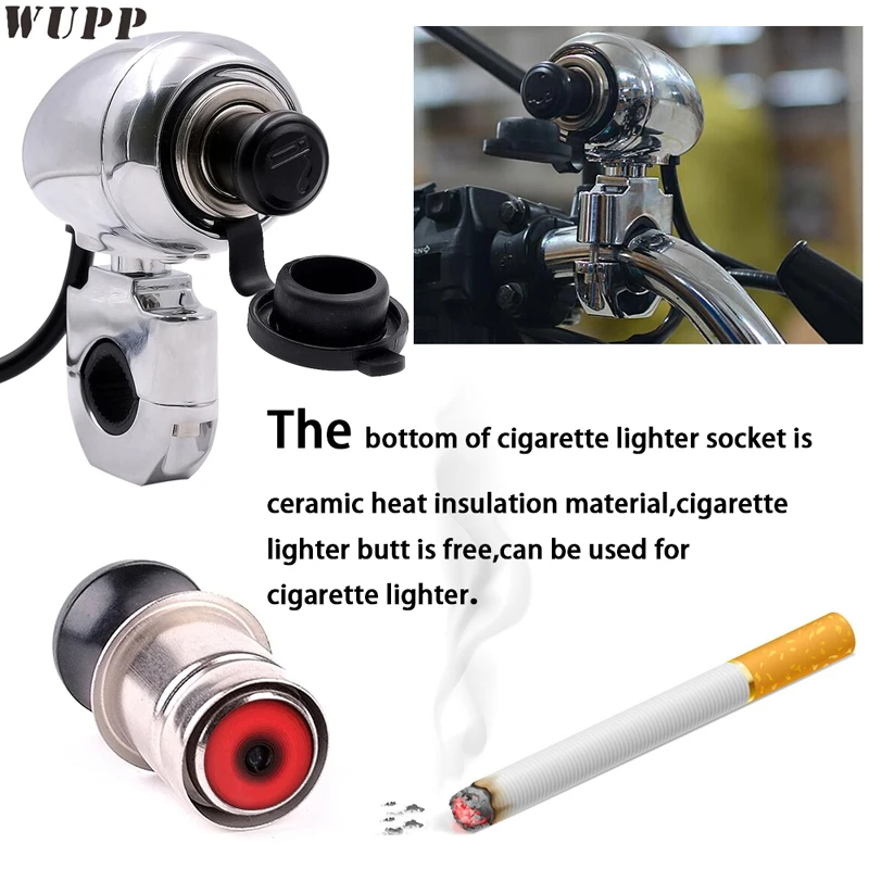 WUPP Dc 12 Sliver Tone Metal Cigarette Lighter Motorcycle Waterproof Cigarette Lighter Socket For Harley With Cigarette Butts WUPP Dc 12 Sliver Tone Metal Cigarette Lighter Motorcycle Waterproof Cigarette Lighter Socket For Harley With Cigarette Butts