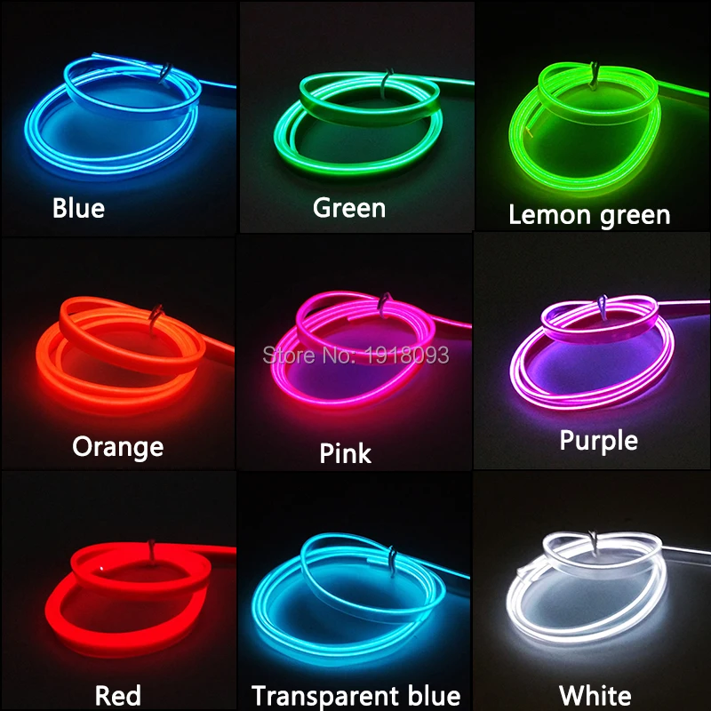 

Hot Selling 2.3mm-skirt EL Wire Rope Tube 10 Color Available Not Include Driver Car Decorative Flexible Neon Light Light-up Toys