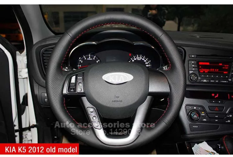 Рулевое колесо чехол для KIA K5 2012 автомобильные Чехлы DIY Натуральная Кожа Швейные рулевого колеса автомобиля чехлы для автомобиля анти-скольжения