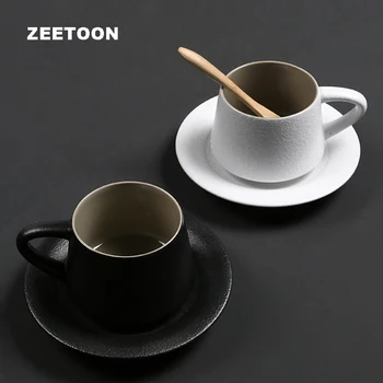 

200ml/220ml Vintage Coffee Cup with Spoon Saucer Kit Japanese Style Ceramic Drinkware / Coffee Milk Juice Cups Handle Water Mug