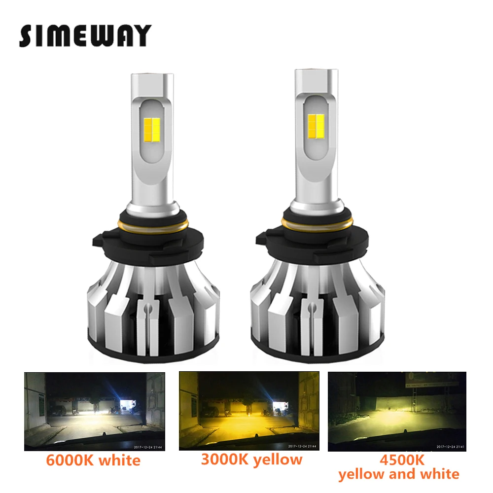 2PCS Tricolor LED light H7 H4 H1 H11 9005 9012 D2S car headlight bulbs 3000K 6000K 4300K 90W 11000lm H3 led 9006 auto fog lamp