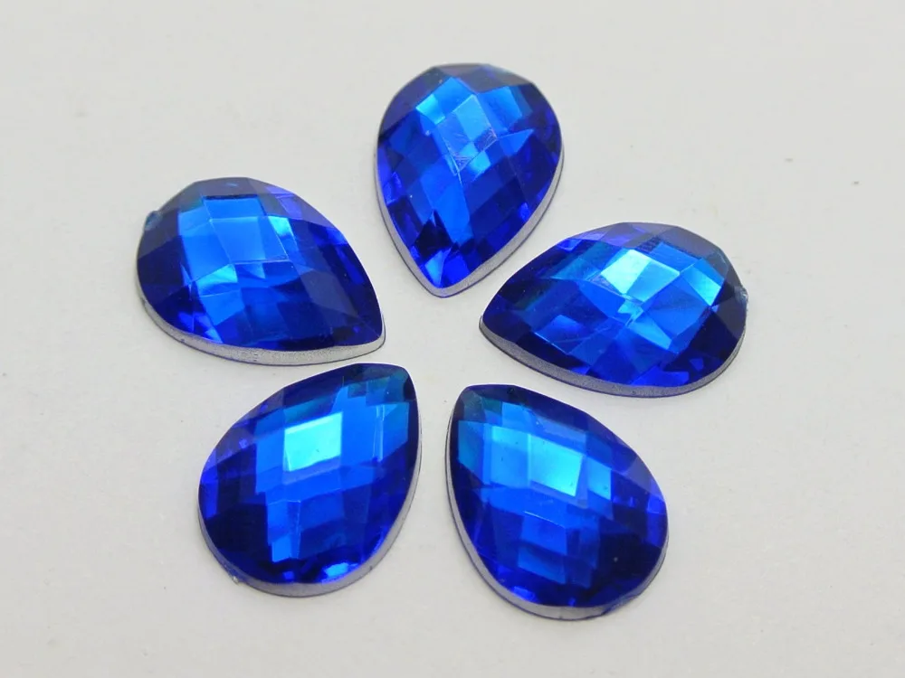 

200 Royal Blue Acrylic Flatback TearDrop Rhinestone Gems 10X14mm No Hole