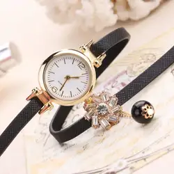 Новые акриловые дамы Жемчужина, кулон, браслет часы простой кожаный сплошной цвет ремешок цветок браслет Кварцевые часы relojes