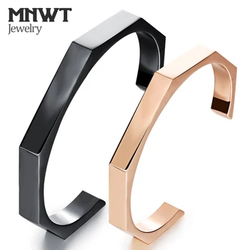 

MNWT Lovers' Cuff Bangles Fashion Male Black Female Rose Gold Color Full Steel Vintage Women Men Jewelry Simple Design Wristband
