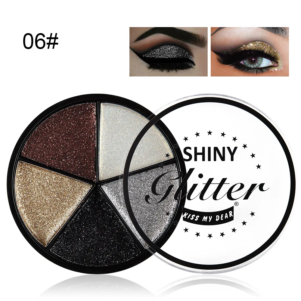 6 Colors Makeup Diamond Glitter Eyeshadow 5 Colors Palette Illuminator Makeup Shimmer Metal Eye
