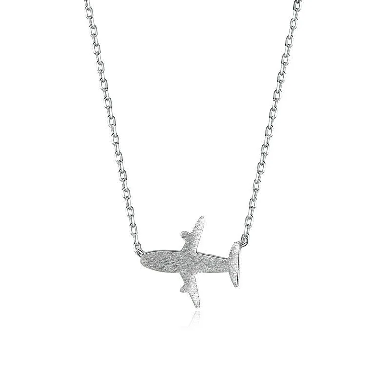 

2018 New Beautiful Polishing Airplane Necklaces & Pendants Real Silver Travling Women Jewelry Xmas Gift Birthday