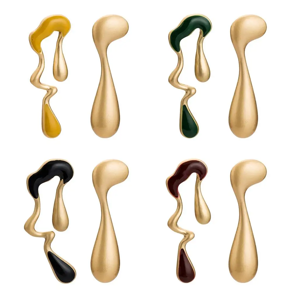 

Creative Women Irregular Enamel Charm Asymmetric Stud Earrings Jewelry Gift New