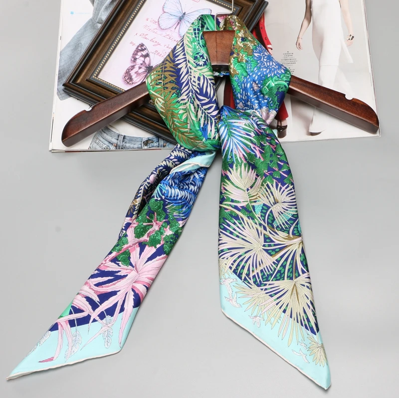 Женский твил шелковый шарф модный принт большие квадратные шелковые шарфы шаль хиджаб платок 88X88 см