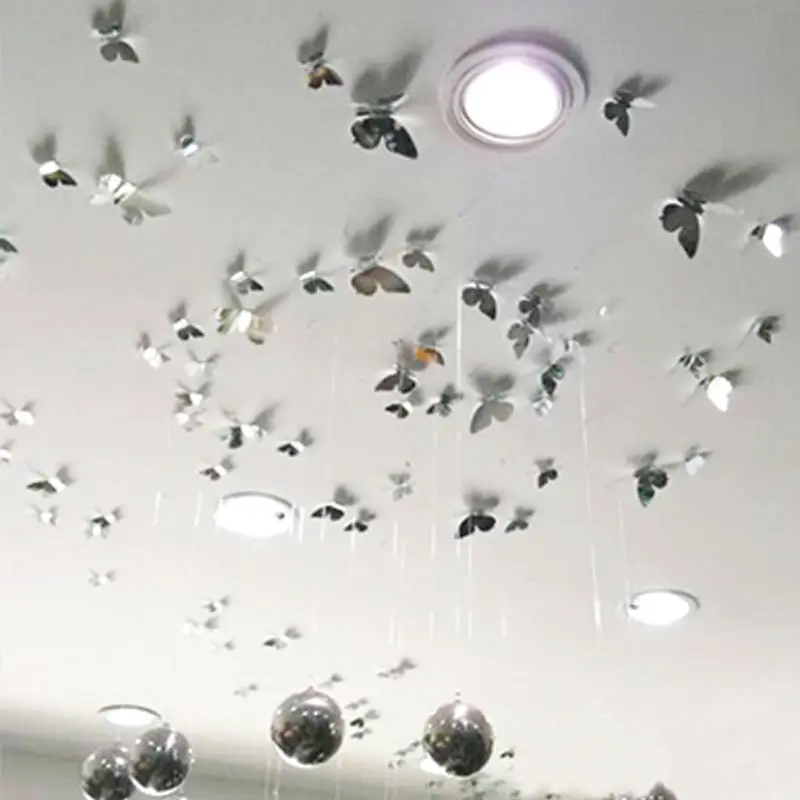 Diy Décoration de La Maison De Mode Miroir Surface Du Miroir Stickers Muraux Salon Mur décor à la maison 3D Papillon dans Stickers muraux de Maison \u0026 Jardin