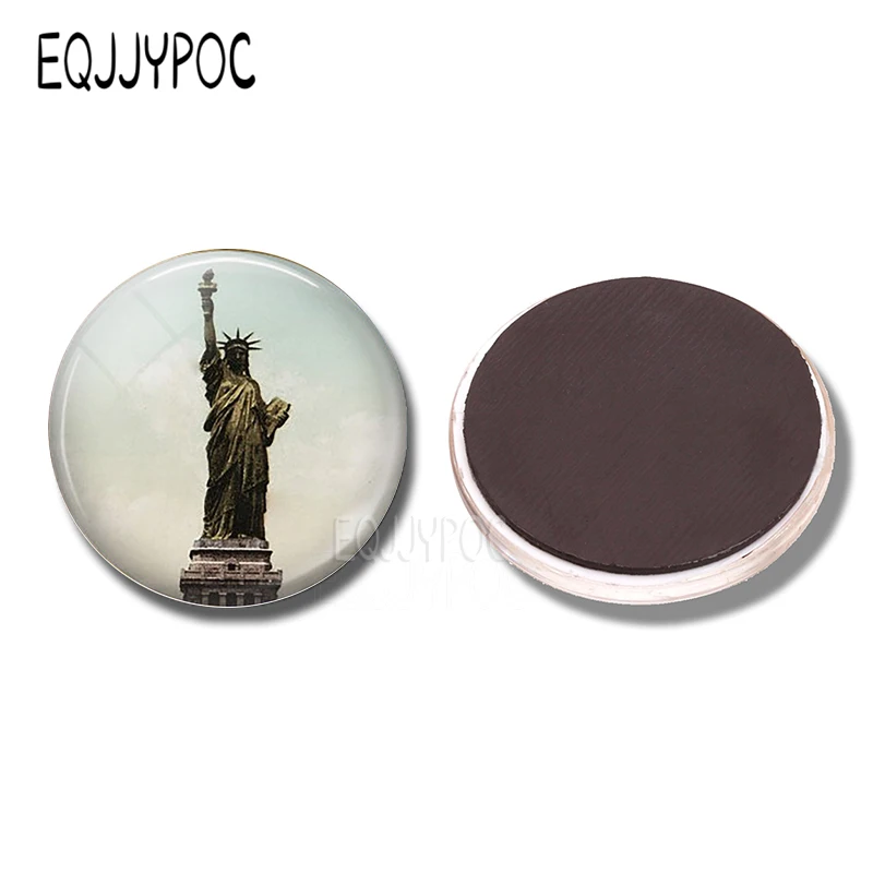 Statue of Liberty New York City Refrigerator Magnet Glass Dome Vintage Art Home Decor 30MM