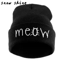 snowshine #3001 Winter Knitting MEOW Beanie Hat And Snapback Men And Women Hiphop Cap free shipping