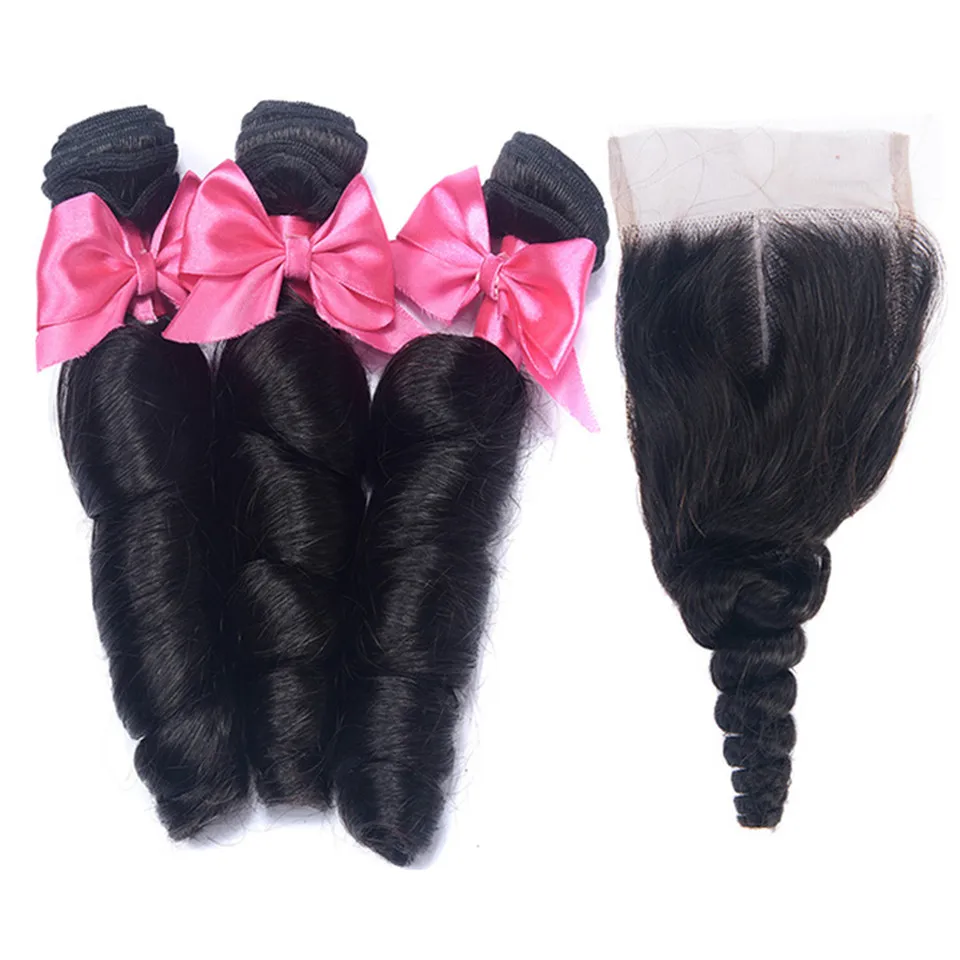 

Loose Wave Bundles With Closure 3 Bundles With Closure Human Hair Bundles With Closure Indian Hair Extension