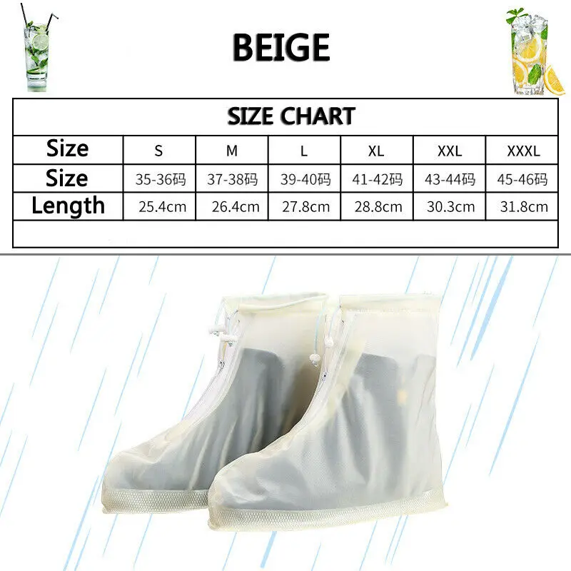 Многоразовые водонепроницаемые противоскользящие дождевые Чехлы для обуви на молнии Защитный изоляционный элемент