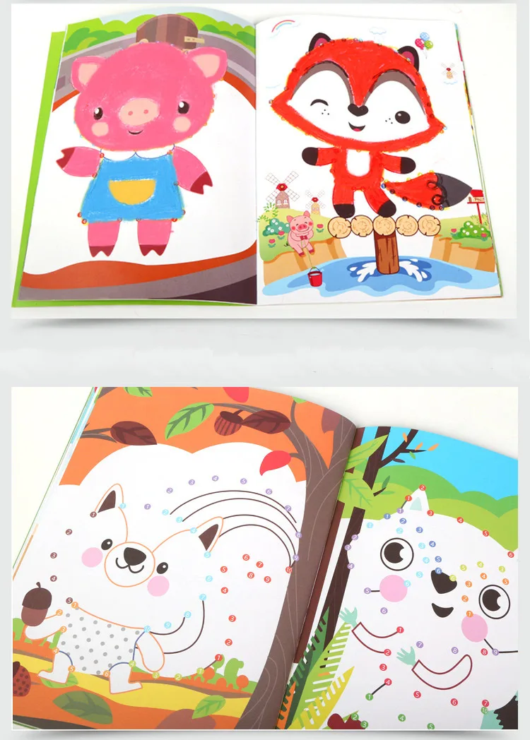 Dot to dot нарисованные красками книги, обучение ABC& 123 в искусстве, для детей дошкольного возраста