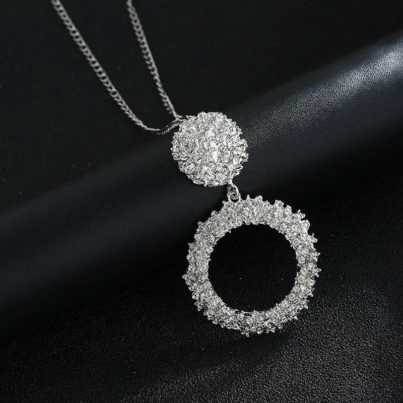 Silver LZHLQ металлический кулон ожерелье для женское длинное ожерелье - Окраска металла: Silver