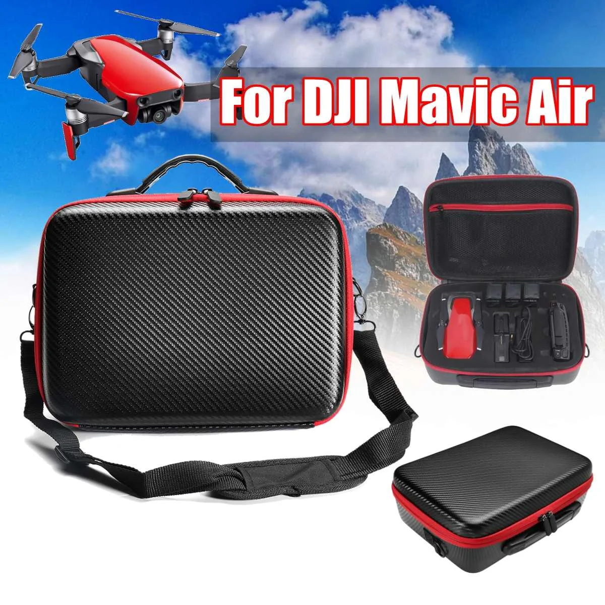 

a black Waterproof Carrying Bag For DJI Mavic Air with EVA materials and polyurethane large capacity
