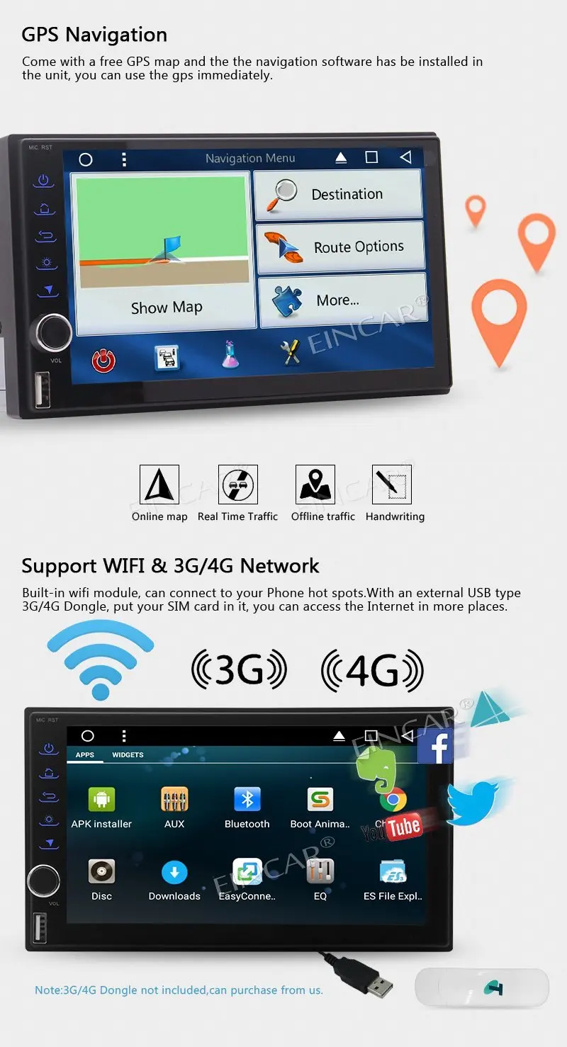 Cheap EinCar Android 7.1 Car Stereo 2Din Head Unit Octa Core GPS Navigation Auto Audio Radio Wi-Fi BT AM/FM Subwoofer+Backup Camera 2 Cheap EinCar Android 7.1 Car Stereo 2Din Head Unit Octa Core GPS Navigation Auto Audio Radio Wi-Fi BT AM/FM Subwoofer+Backup Camera 2