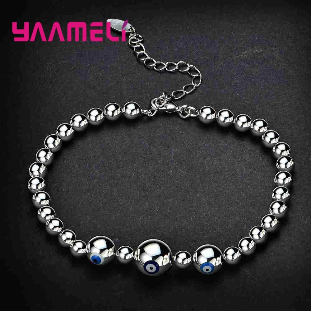 

Round Beads Bracelets Bangles For Women Jewelry Accessories Wholesale 925 Sterling Silver Color Beads Hand Chain