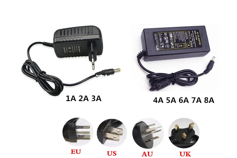 ASMT светодиодный адаптер питания для ЕС/США/Австралии/Великобритании зарядное устройство переменного тока 100-240 В в постоянный ток 12 В 1A 2A 3A 4A 5A 6A 7A 8A блок питания светодиодной ленты Розетка