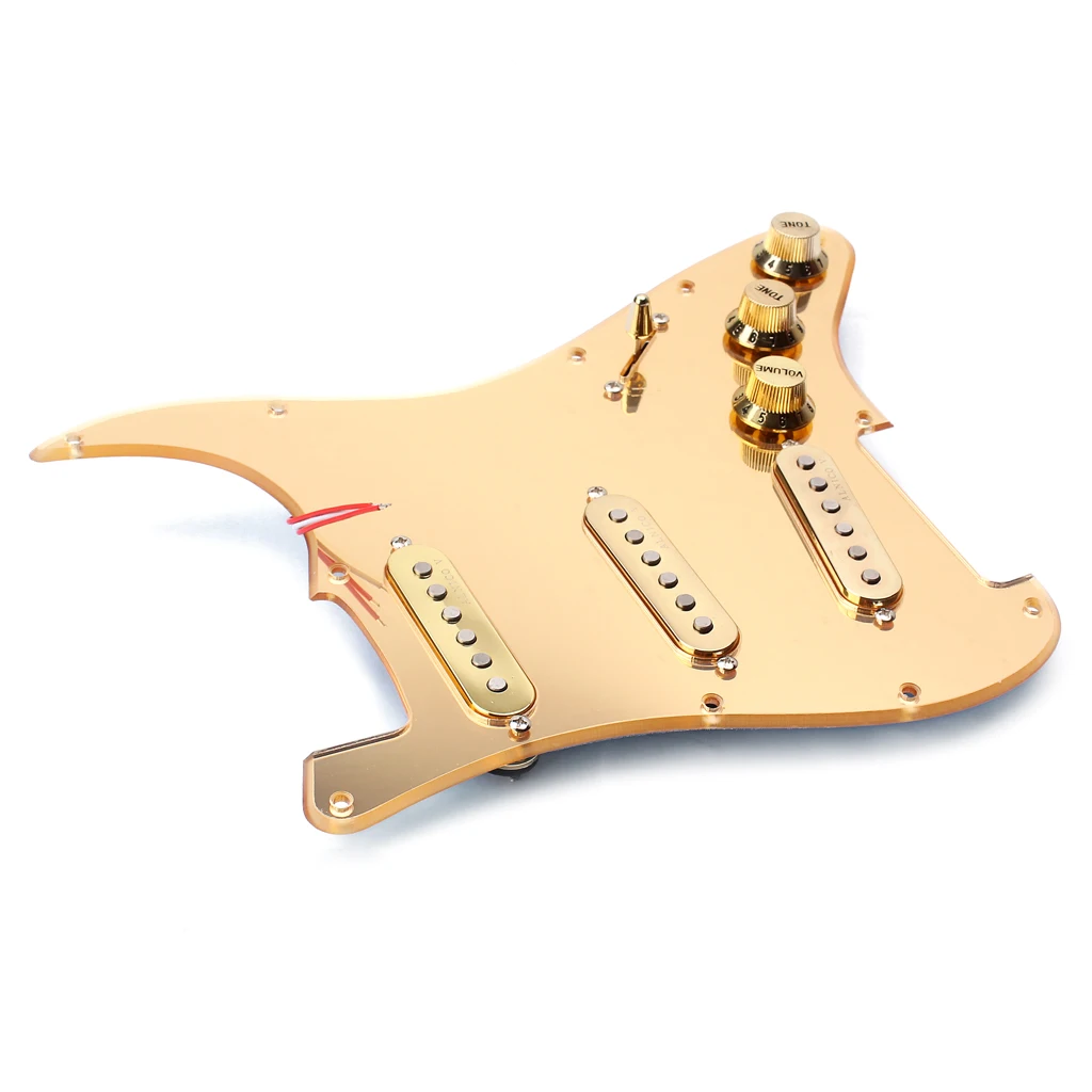 Perfeclan Gold Prewired 1-ply 11 Holes SSS Mirror Pickguard for Stratocaster Guitar Guitar Parts & Accessories 