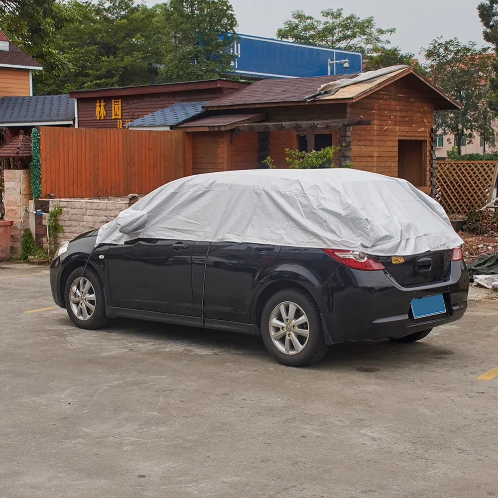 Половина покрытия автомобиля Защита от солнца УФ снег пыль дождь устойчивые прочные крышки 3,2 м x 1,75 м автомобильные аксессуары для ухода за автомобилем