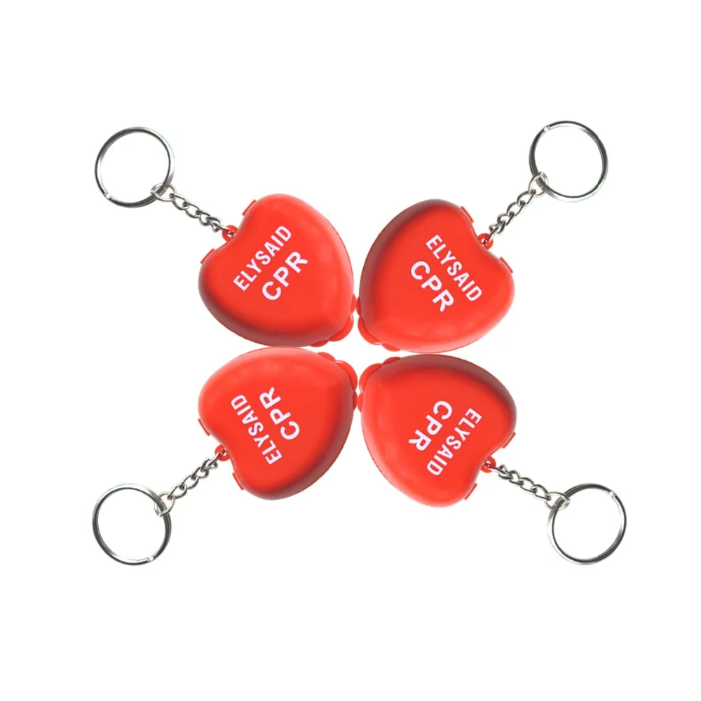 

50cps/lot New Cpr Face Shield Red Hearted Shape Boxed With Keychain Mouth to Mouth Breath Rescue Heart Recovery Life Aid