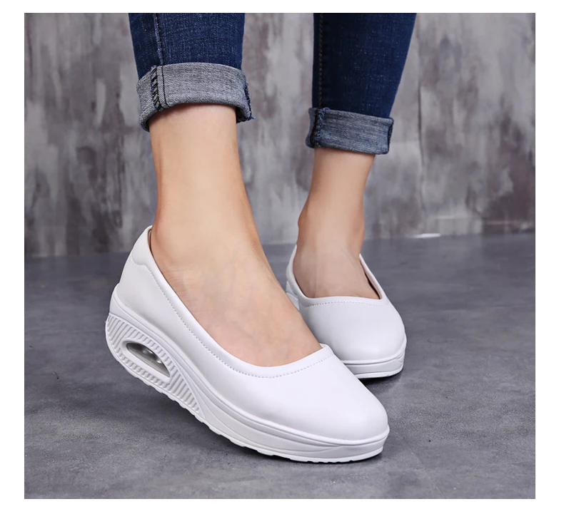 STS Brand Spring Mother Casual Women Thick Flats Shoes Casual Comfort Low Heels Flat Loafers Nurse Shoes Slip-Resistant Platform (5)