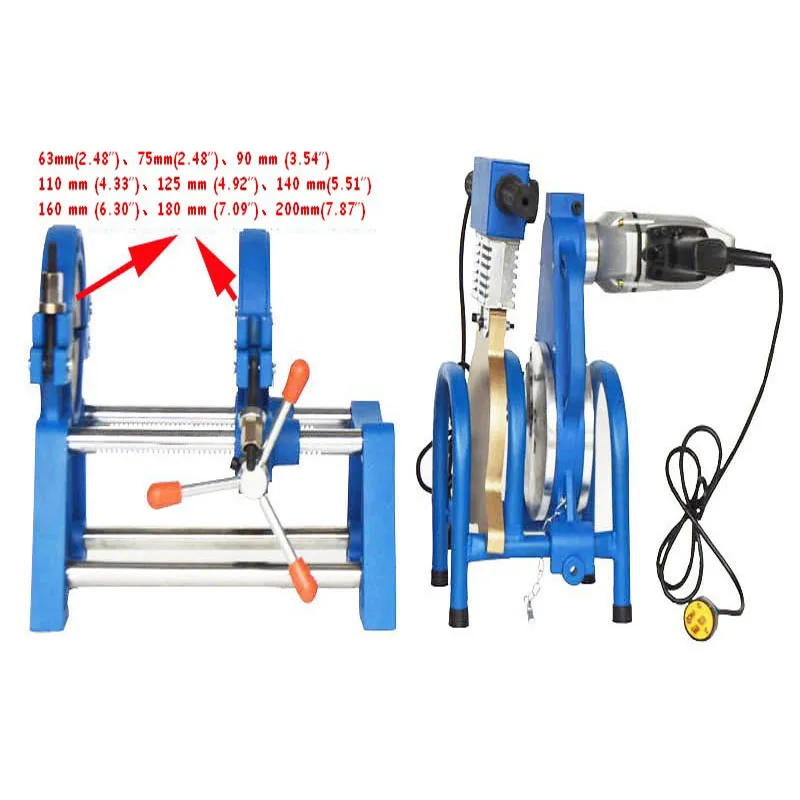 CE 220 В в 2 зажимы трубы сварочный аппарат для плавки инструмент 2,"-200"(63-6,30 мм) PE PPR PB PVDF HDPE Приклад Fusion сварочные трубопроводы термоплавкий двигатель