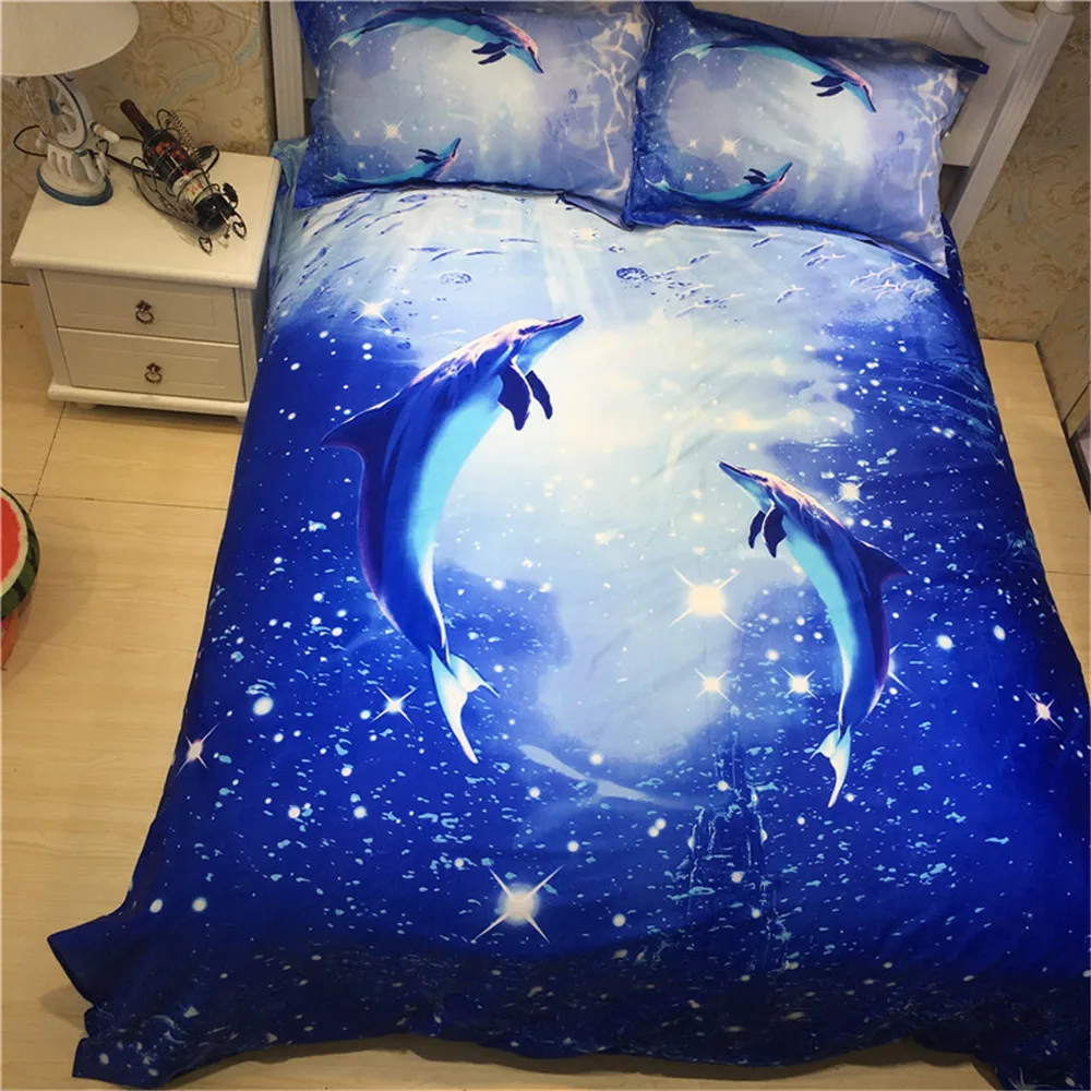 3D Oil Dream Universe внешний космический дизайн дельфина дети пододеяльник 4 шт без