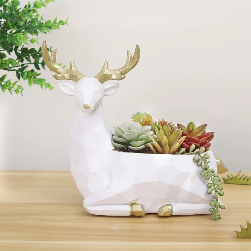 

Creative European-style Nordic Geometric Wind Receiving Gift Resin Handicraft Modern Wind Home Flower Pot Animal Decoration