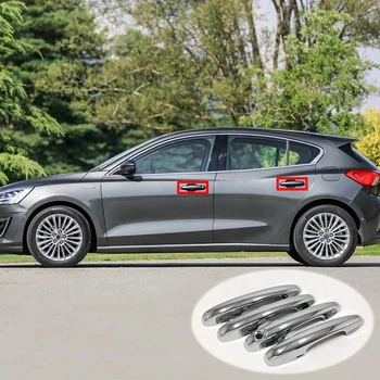 

ABS Chrome/Carbon fibre For Ford Focus 2019 Car door protector Handle Decoration Cover Trim accessories Car Styling 4Pcs