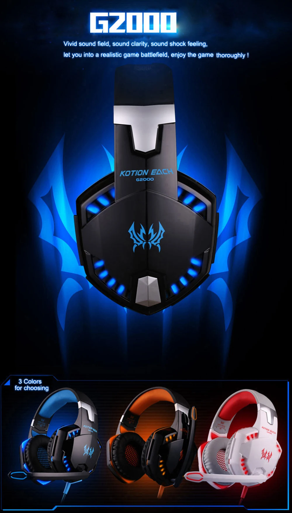 G2000 G4000 компьютерные игровые наушники лучшие стерео шлем глубокий бас Игровые наушники гарнитура с микрофоном светодиодный подсветка