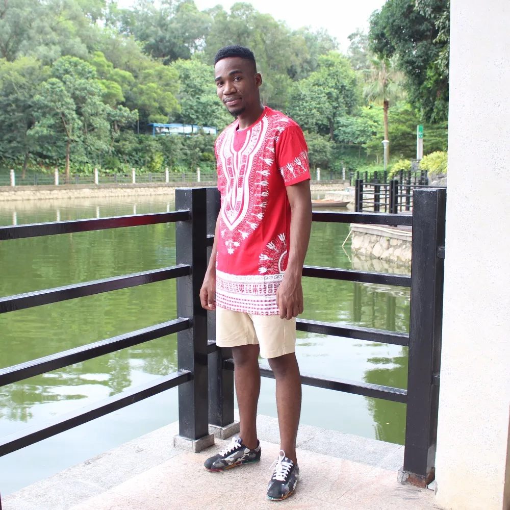 Dashiki T-shirt 2017 African Men Traditional Print Dashiki Short Sleeve Bazin Riche T-shirt Clothing African Cotton Tops For Man african dress style