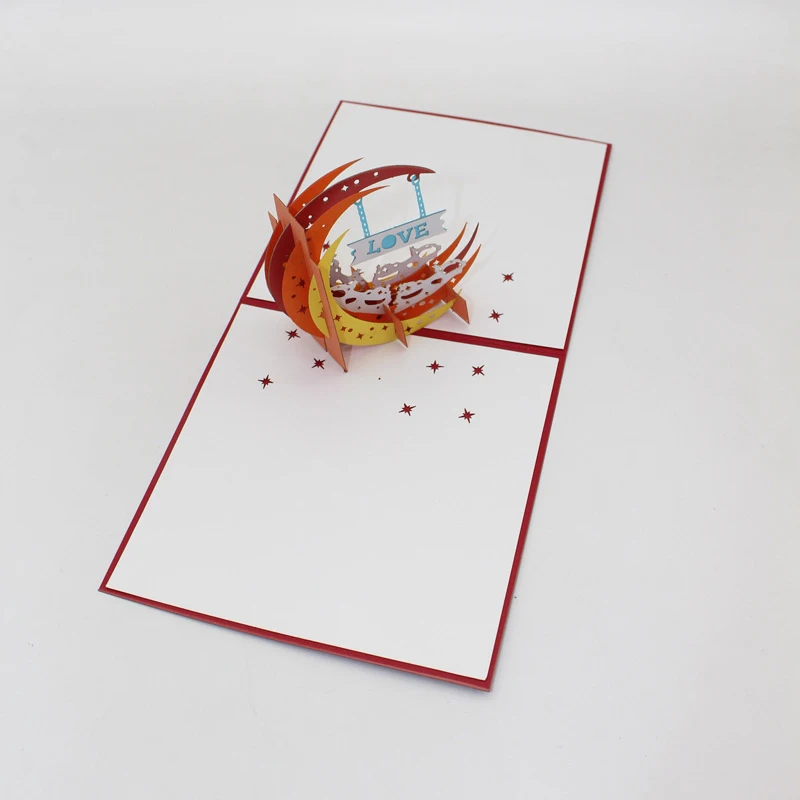  3D Handmade Moonlight Show Love Paper Invitation Greeting Cards Wedding PostCard Valentine's Day Gi - 32913976305