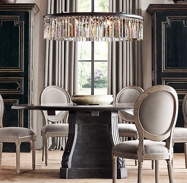 

American style crystal light wrought iron antique simple retro lamp living room modern villa atmosphere pendant lamp SJ19 ya74