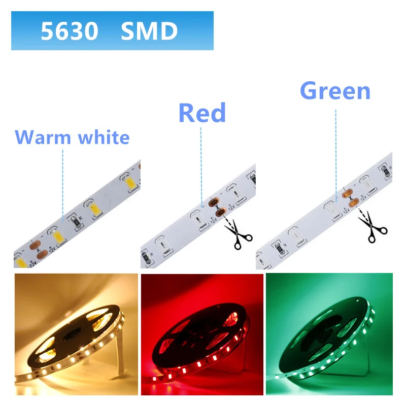 Водонепроницаемая светодиодная лента 60 светодиодов/м 12 В постоянного тока SMD 5630